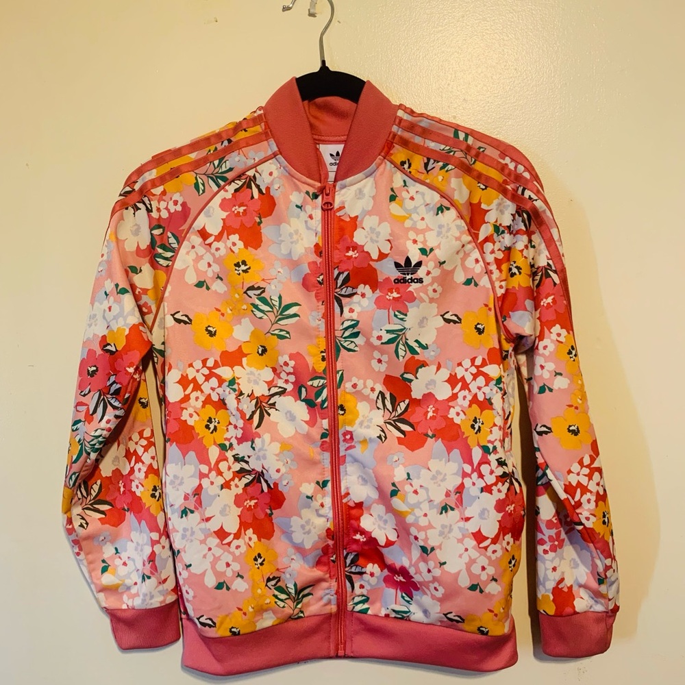 adidas Pink Floral Bomber Jacket - Picture 2 of 13